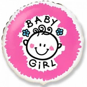 Ф. Круг (с рис) (18''/46 см) Новорожденные девочки - Малышка-девочка (Baby Girl) -; Розовый