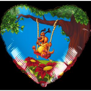 Ф. Сердце (с рис) (18''/46 см) Животные - Собака на качелях -