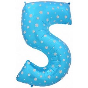 Ф. Цифры (40''/102 см) Цифры - "5" -; Голубой (со звездами)