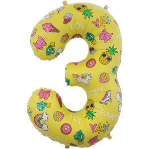 Ф. Цифры (34''/86 см) Цифры - "3", Веселые картинки -; Желтый