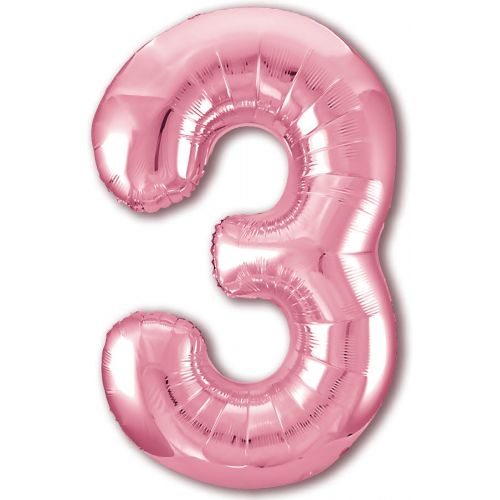 Ф. Цифры (40''/102 см) Цифры - "3", фламинго  -; Розовый