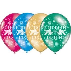 Л. Шар (с рис) (12''/30 см) Новый Год - Нг Звезды -; Ассорти